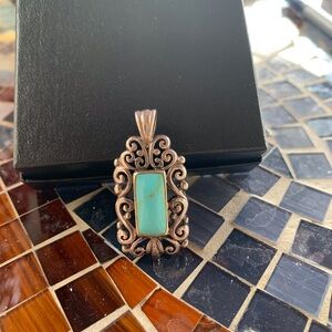 VTG Sterling Silver Southwestern Turquoise Pendant